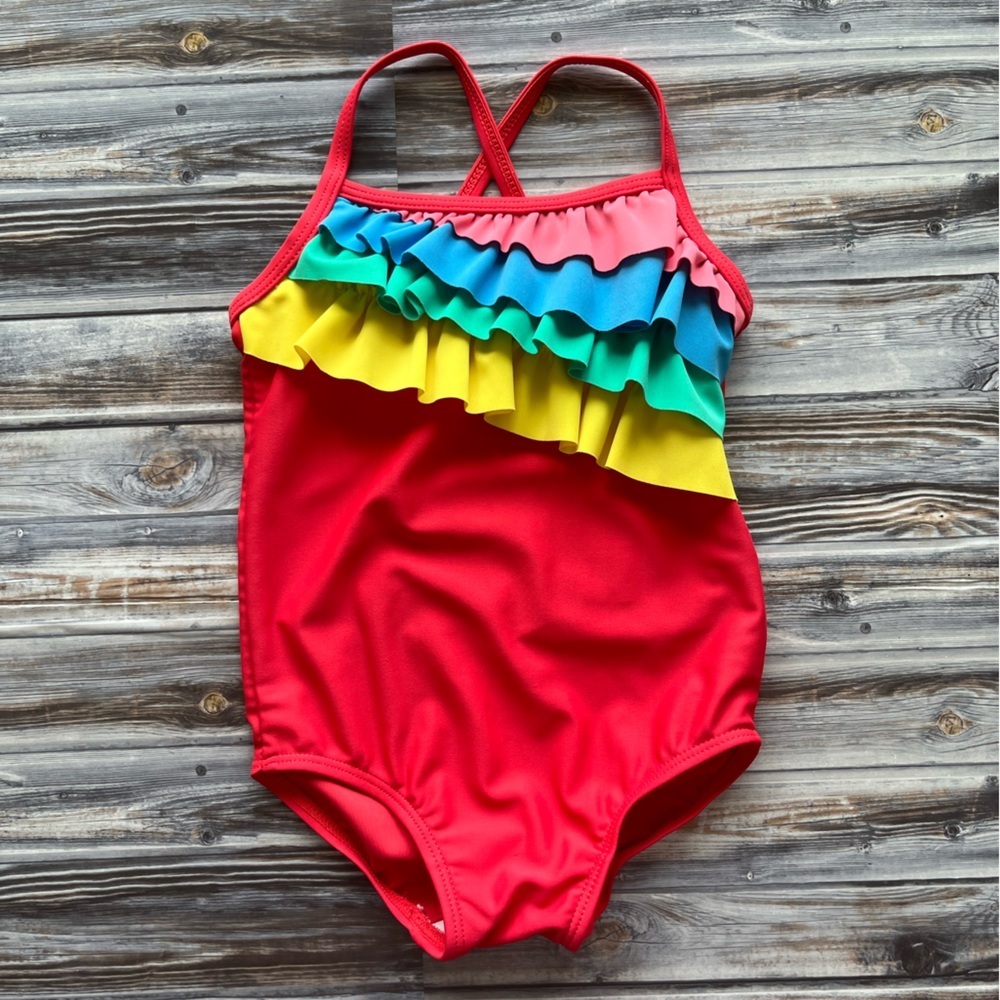 CARTERS one piece red ruffle one piece swimsuit 18 months
